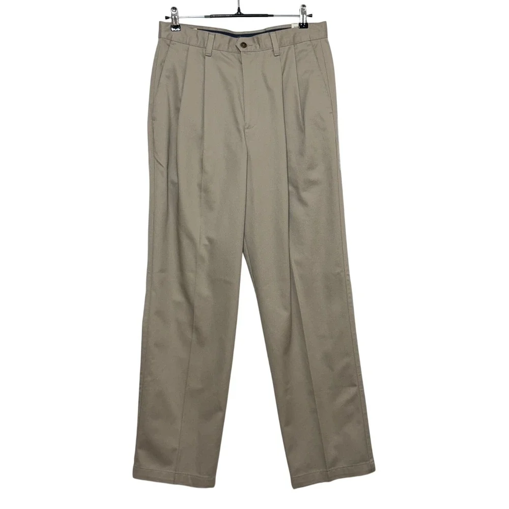 NEW Dockers Pants Mens 33x32 Tan Classic Fit Pleated No Wrinkle Twill Khakis